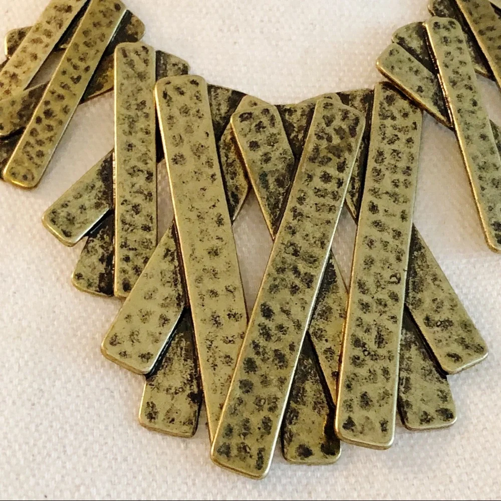 NWOT MARLYN SCHIFF Boho Antique Gold Tone Statement Necklace - Picture 8 of 14
